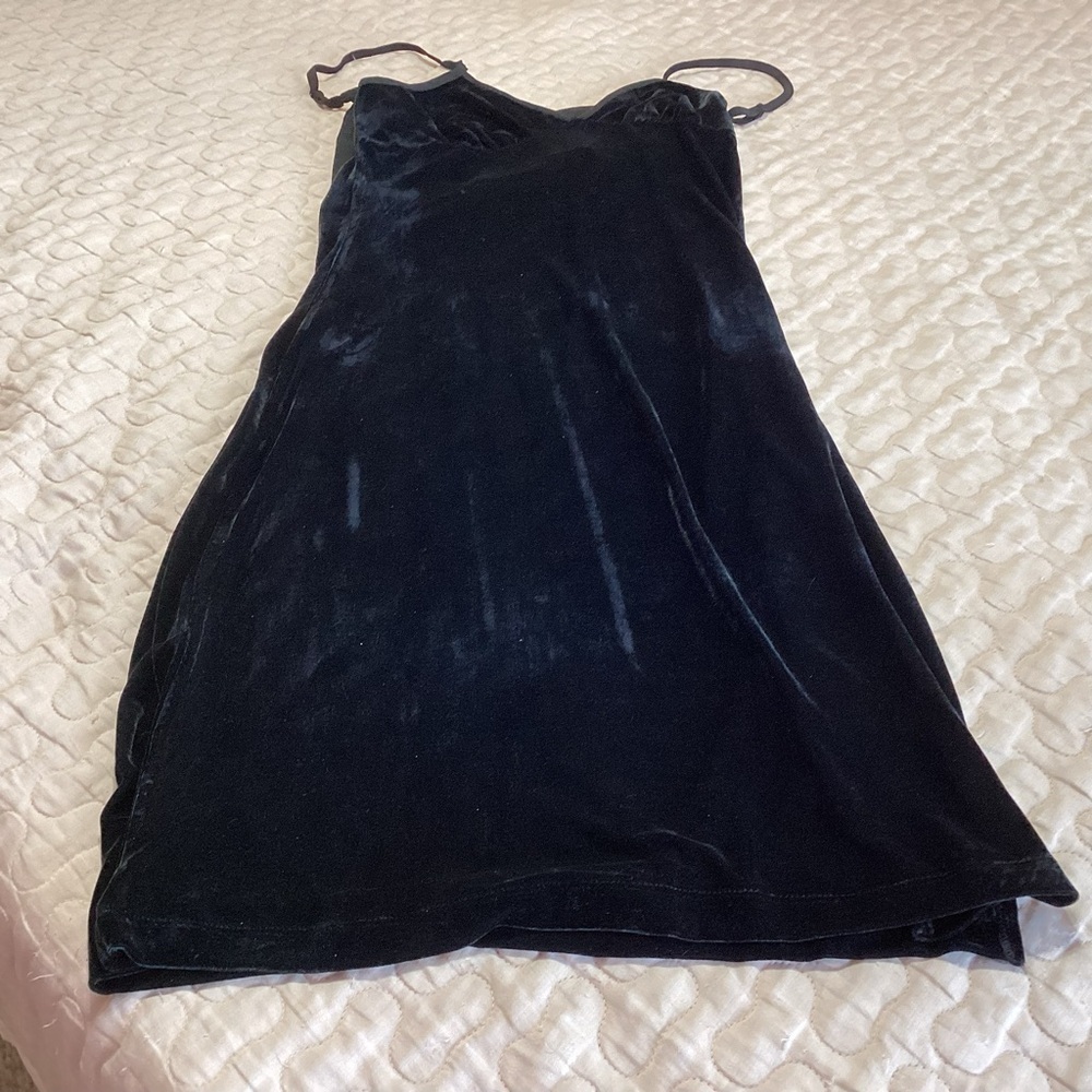 NEW Band of the Free Velvet Girl Crush Midi Dress Black Ribbon Tie Back M - Picture 5 of 9
